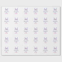 Purple pastel happy Valentine's day pink monogram