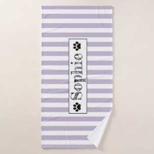 purple Pastel Stripes Personalised Dog Cat Pet Bath Towel