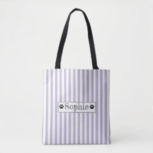 Purple Pastel Stripes Personalised Dog Cat Pet Tote Bag