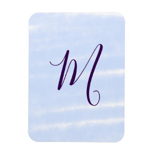 Purple pastel watercolor monogram name letterretro magnet