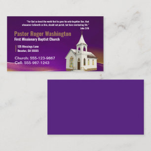 Purple Pastor or Deacon Photo Church Business Card
