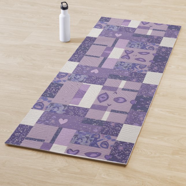 Purple Patchwork Quilt Yoga Mat (In Situ)