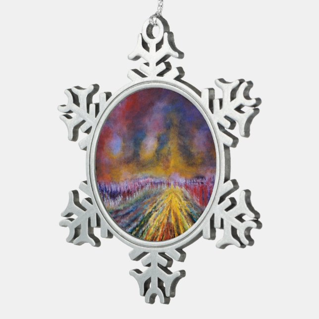 Purple Path Snowflake Pewter Christmas Ornament (Right)