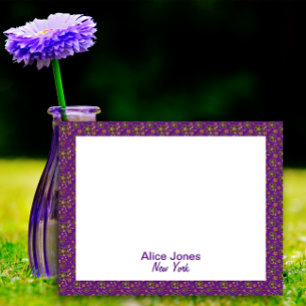 Purple pattern brown natural flower notepad