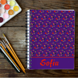 Purple pattern floral poppy wildflowers  planner