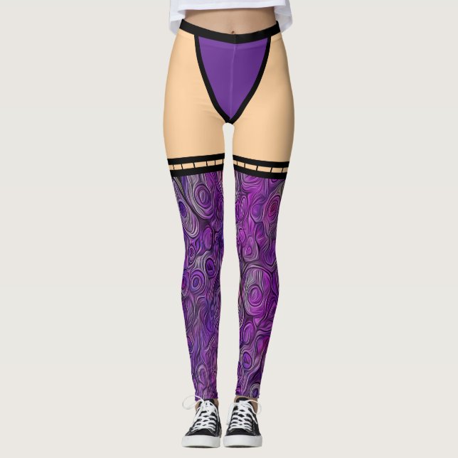 Purple Pattern Illusion Leggings (Front)