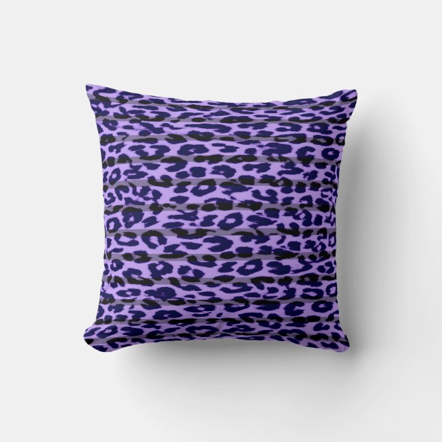 Purple pattern leopard fur abstract cushion (Front)