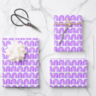 Purple Pattern Rainbow Gift Wrapping Paper Sheet