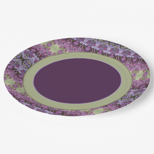 Purple Patterned Design Paper Plate (Angled)