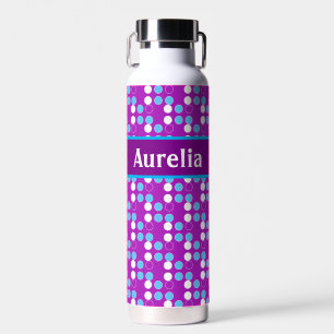 Purple Patterned Dots Custom Monogram Children's Water Bottle