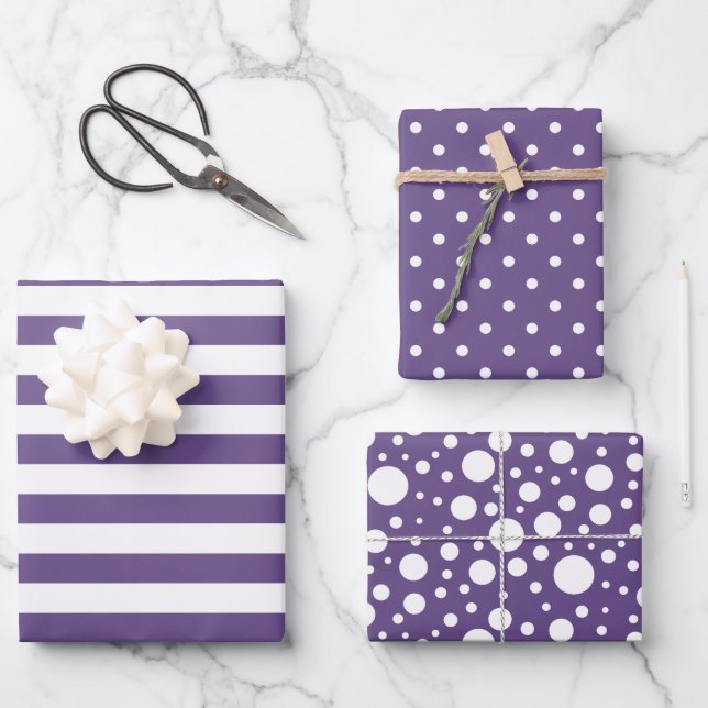 Purple Patterns Wrapping Paper Sheet Set (Front)