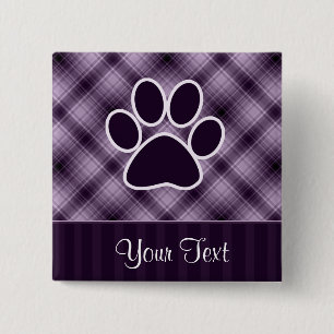 Purple Paw Print 15 Cm Square Badge