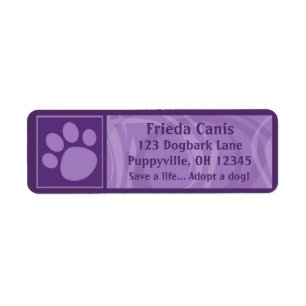 Purple Paw Print Address Labels
