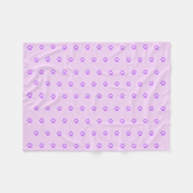 Purple Paw Print Fleece Blanket (Front (Horizontal))