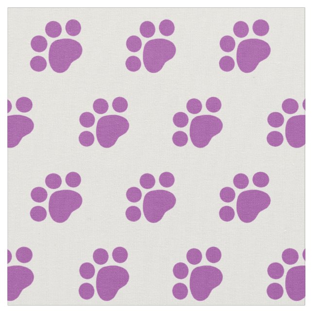 Purple Paw Print Pattern Fabric (Close Up)