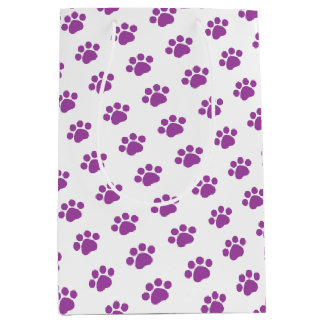 Purple Paw Print Pattern Medium Gift Bag