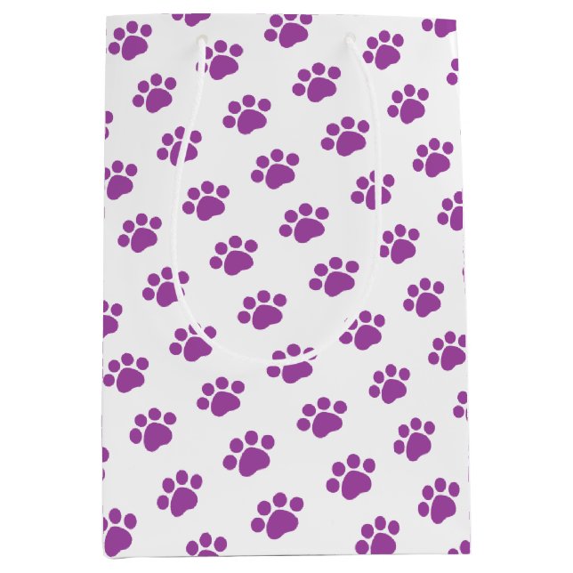 Purple Paw Print Pattern Medium Gift Bag (Front)