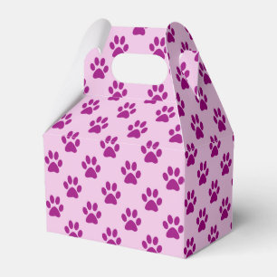 Purple Paw Print Pattern on Pink Favour Box