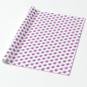 Purple Paw Print Pattern Wrapping Paper
