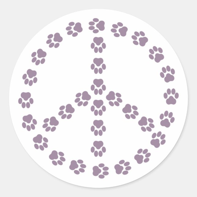 Purple Paw Print Peace Sign Sticker (Front)