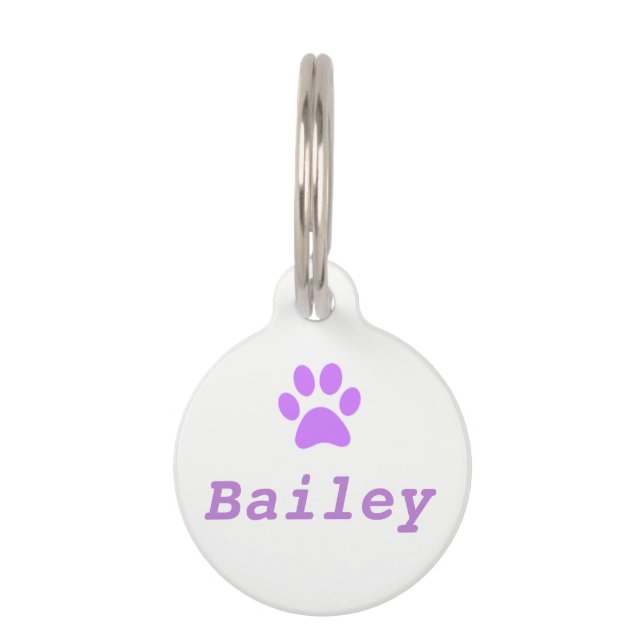Purple Paw Print Pet Tag (Front)