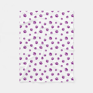 Purple Paw Prints Pattern Fleece Blanket