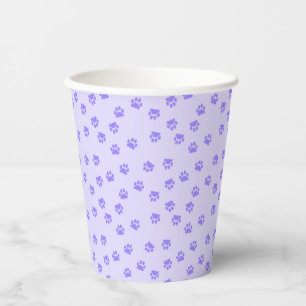 Purple pawprints paper cups