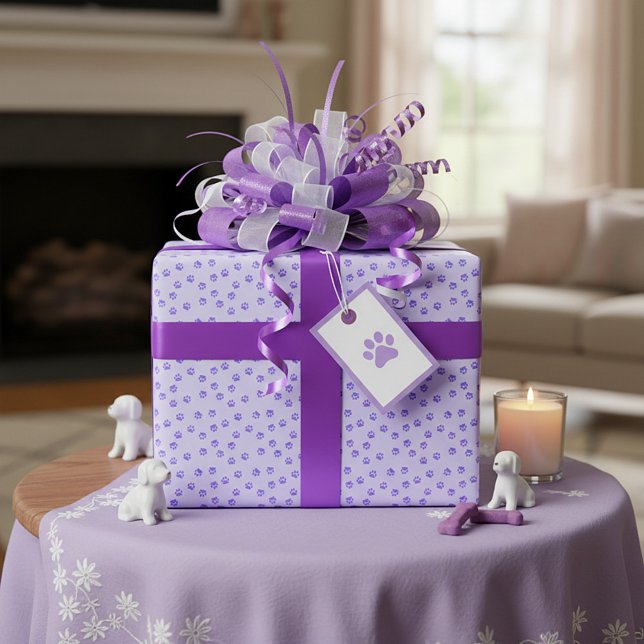 Purple pawprints wrapping paper (Creator Uploaded)