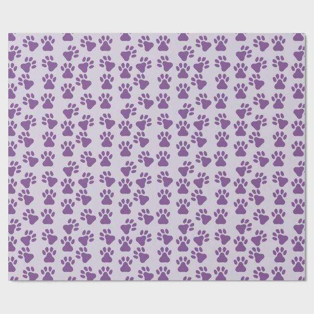 Purple Pawprints  Wrapping Paper (Flat)