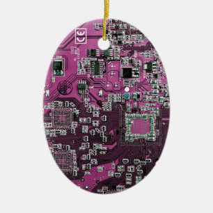 Purple PCB Circuit Board Design for IT Pros Ceramic Tree Decoration