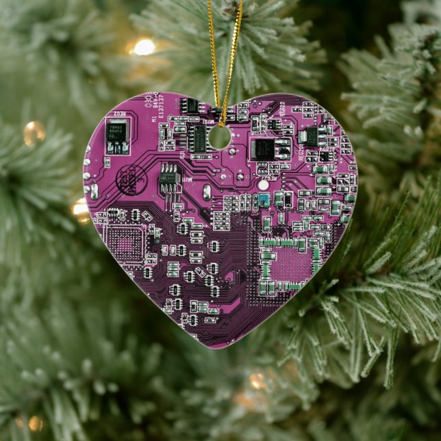 Purple PCB Circuit Board Design for IT Pros Ceramic Tree Decoration (Tree)