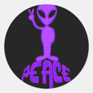 Purple Peace Alien Classic Round Sticker
