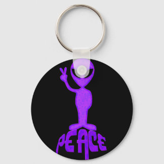 Purple Peace Alien Key Ring
