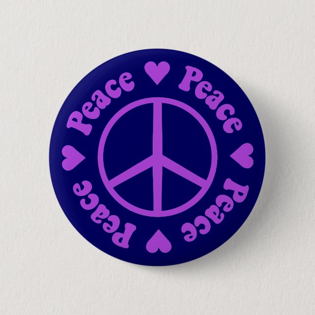 Purple Peace & Love Button (Front)