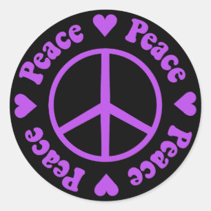 Purple Peace & Love Sticker
