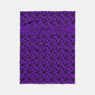 Purple Peace Sign Blanket with Custom Text