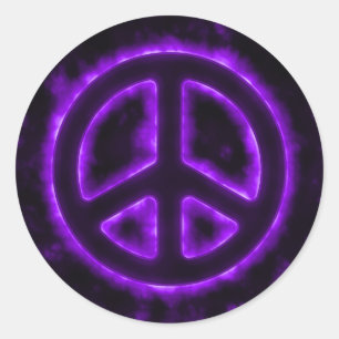 Purple Peace Sign Classic Round Sticker
