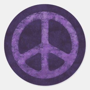 Purple Peace Sign Classic Round Sticker