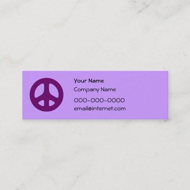 Purple Peace Sign Custom Business Card (Front)