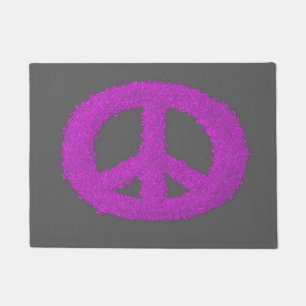 Purple Peace Sign  Doormat