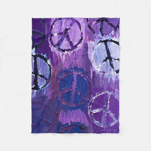 Purple Peace Sign Fleece Blanket (Front)