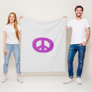 Purple Peace Sign Fleece Blanket
