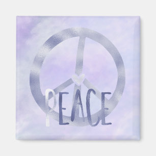 Purple Peace Sign Inspirational Quote Magnet