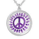 Purple peace sign necklace