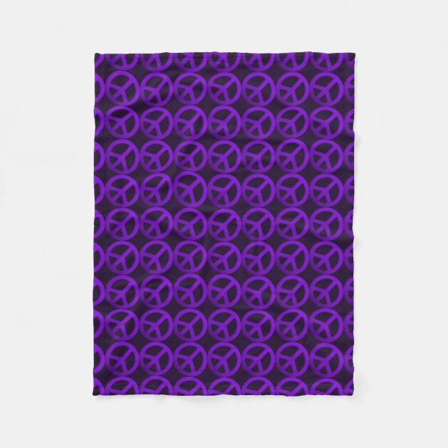 Purple Peace Sign Pattern Fleece Blanket (Front)