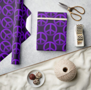 Purple Peace Sign Pattern Wrapping Paper