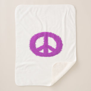 Purple Peace Sign  Sherpa Blanket