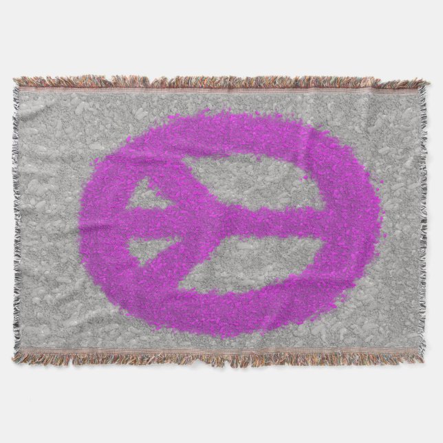 Purple Peace Sign  Throw Blanket (Front)