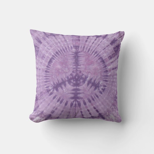 Purple Peace Sign Tie Dye American MoJo Pillow (Front)