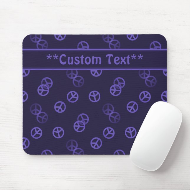 Purple Peace Sign w/ Custom Text Mouse Pad (With Mouse)